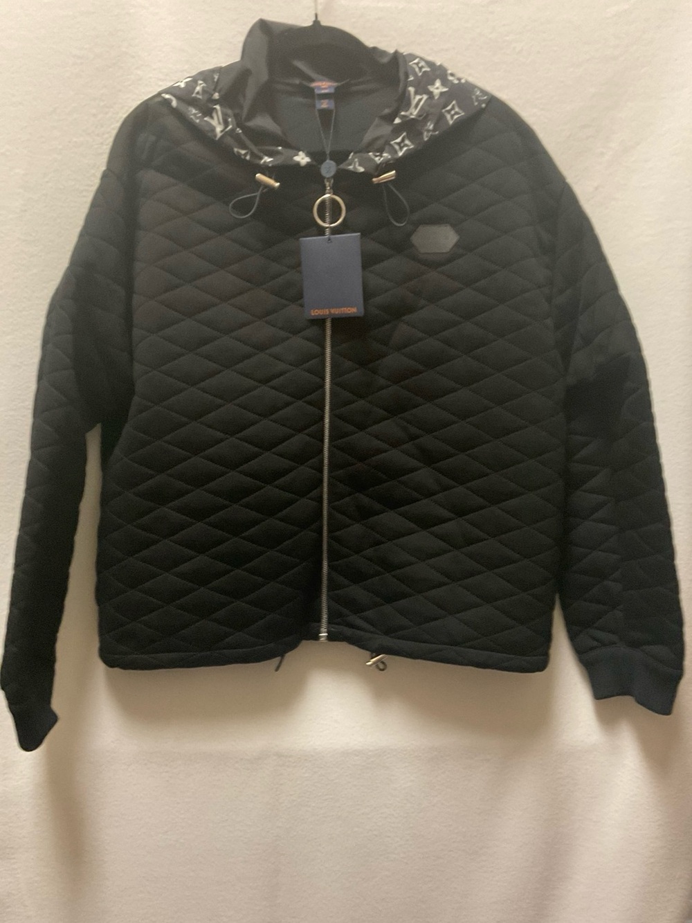 Louis Vuitton Black Quilted Puffer Jacket with Monogram Hood Trim
